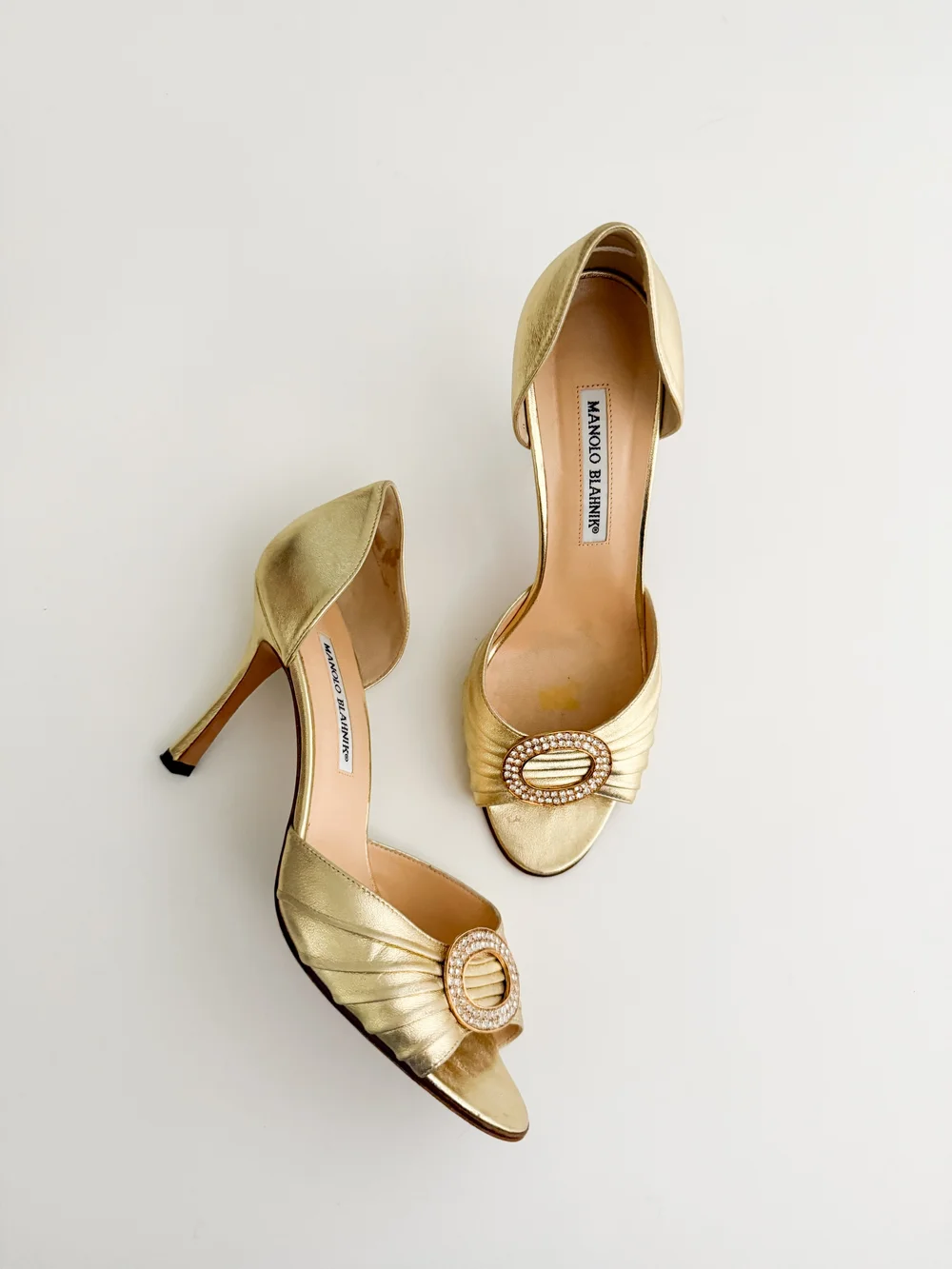 Manolo Blahnik Iconic Gold D'Orsay Rhinestone Heels (US 9.5 / IT